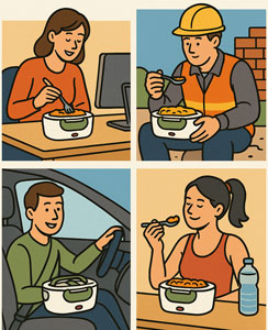 Uso diario de calentador portátil de comida
